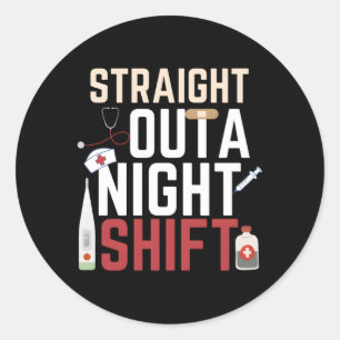 Pegatina Redonda Enfermera De Turno De Noche Para Enfermeras De Eme