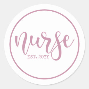 Pegatina Redonda Enfermera del año Personalizado Est Enfermera estu