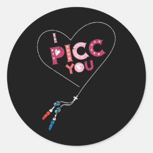 Pegatina Redonda Enfermera del Día de San Valentín Picc Tú Frotis d