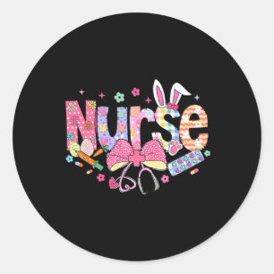 Pegatina Redonda Enfermera Día de Pascua Cute Coquette Stethoscope