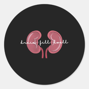 Pegatina Redonda Enfermera diálisis Enfermedad renal Enfermería div
