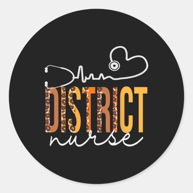Pegatina Redonda Enfermera distrital Leopard Heartbeat Apreciación  (Anverso)