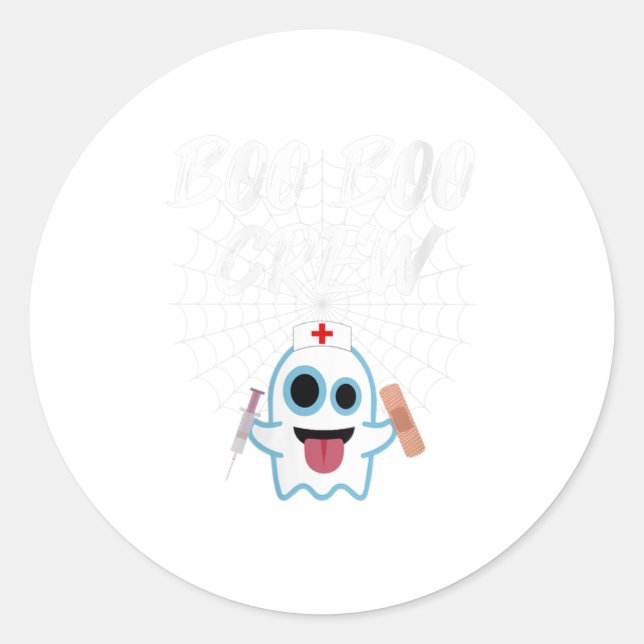 Pegatina Redonda Enfermera divertida de Boo Boo Crew Halloween Ho (Anverso)