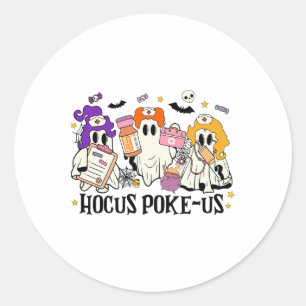 Pegatina Redonda Enfermera divertida de brujas, espeluznante enferm