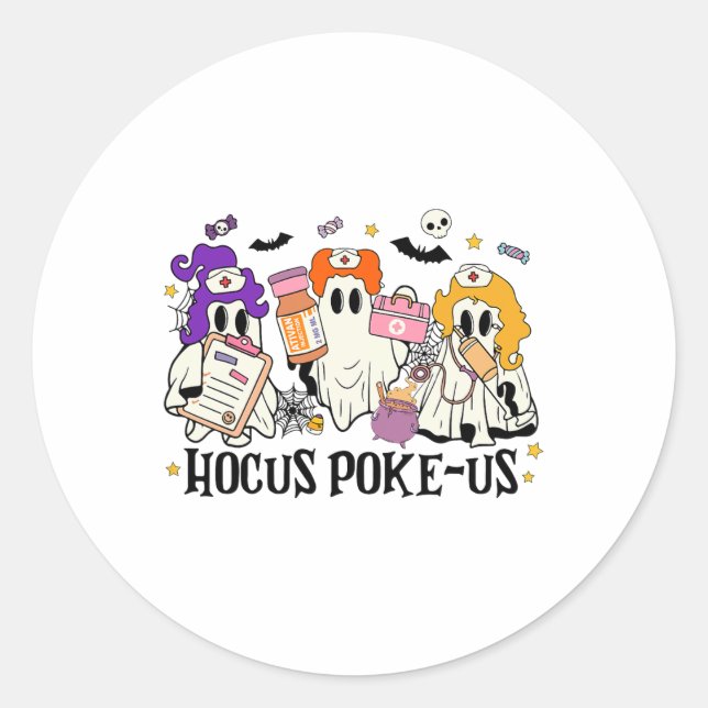 Pegatina Redonda Enfermera divertida de brujas, espeluznante enferm (Anverso)