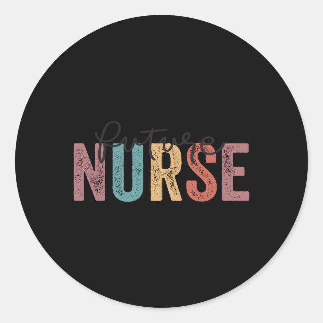 Pegatina Redonda Enfermera En Curso Enfermería Estudiante Futuro Nu (Anverso)
