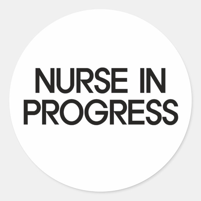 Pegatina Redonda Enfermera en Progreso (Anverso)