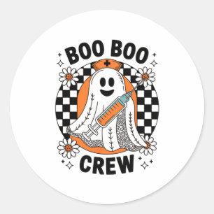 Pegatina Redonda Enfermera espumosa Halloween Curte Ghost Boo Boo C