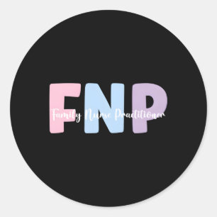 Pegatina Redonda Enfermera familiar practicante Fnp