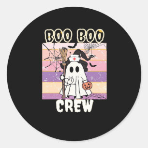 Pegatina Redonda Enfermera fantasma de Boo Boo Crew Halloween Esenc