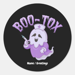 Pegatina Redonda  Enfermera fantasma de Boo-Tox divertida Halloween