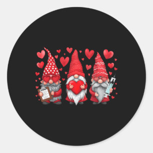 Pegatina Redonda Enfermera Gnome Scrub San Valentín Rn Uci Er Día d