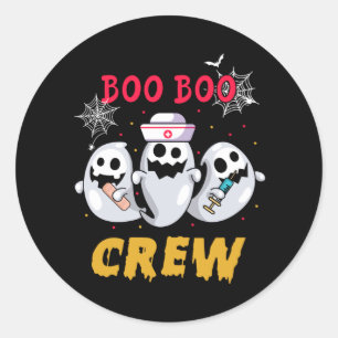 Pegatina Redonda Enfermera Halloween Boo Boo Crew