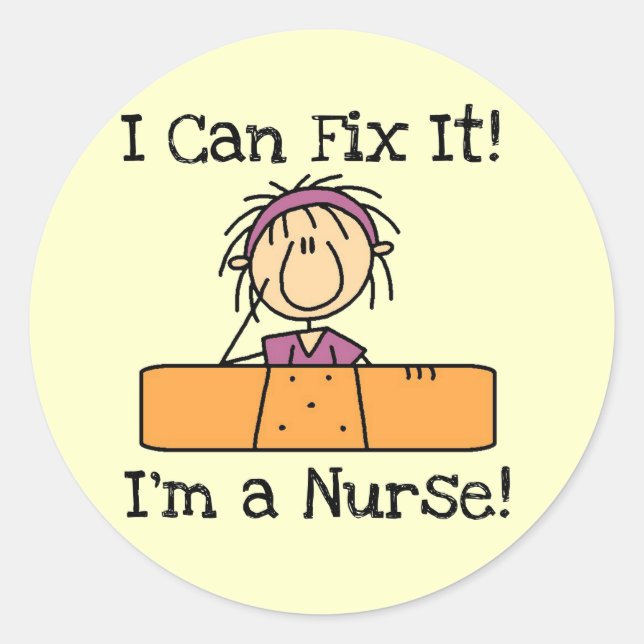 Pegatina Redonda Enfermera I Can Fix It Camisetas y Regalos (Anverso)