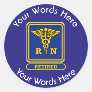Pegatina Redonda Enfermera inscrita RN Personalizado de Escudo Reti