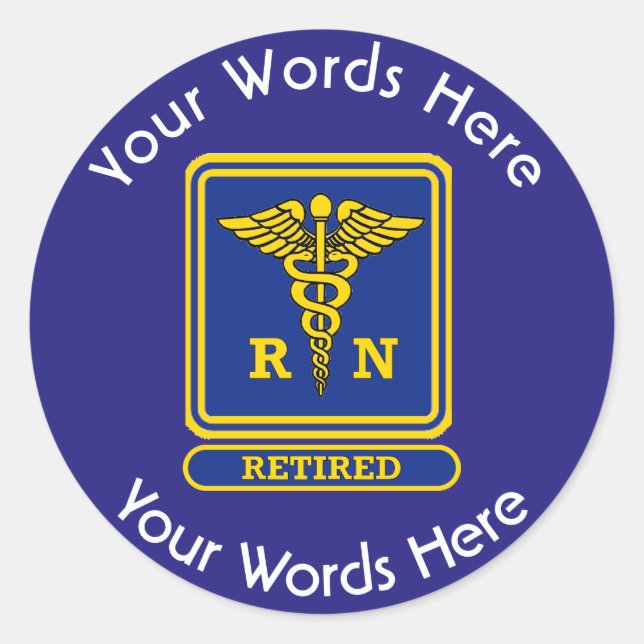 Pegatina Redonda Enfermera inscrita RN Personalizado de Escudo Reti (Anverso)