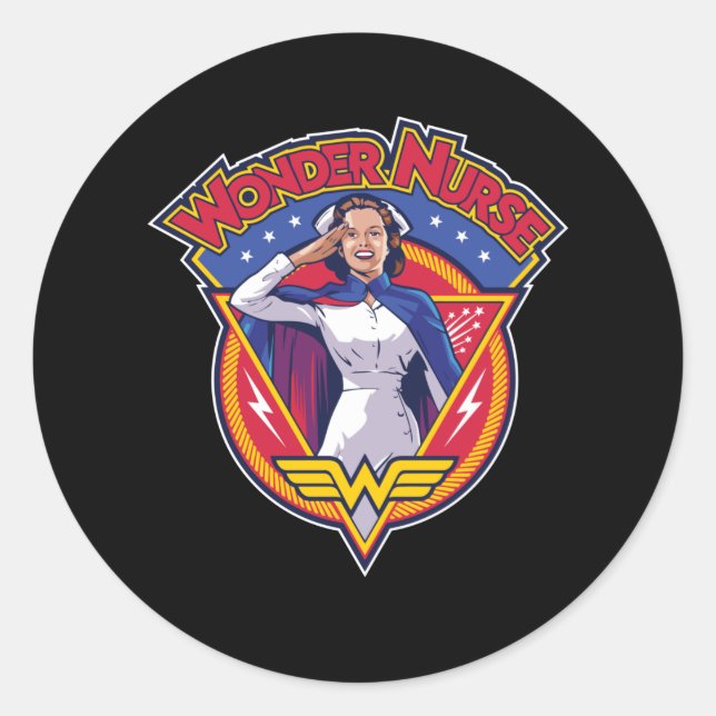 Pegatina Redonda Enfermera Maravilla (Anverso)
