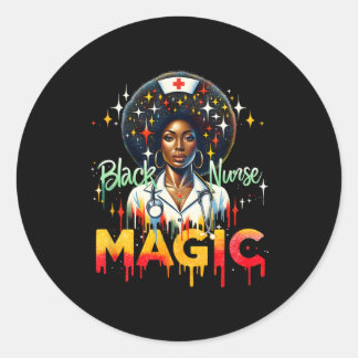Pegatina Redonda Enfermera negra reina de afro mujeres negras mágic