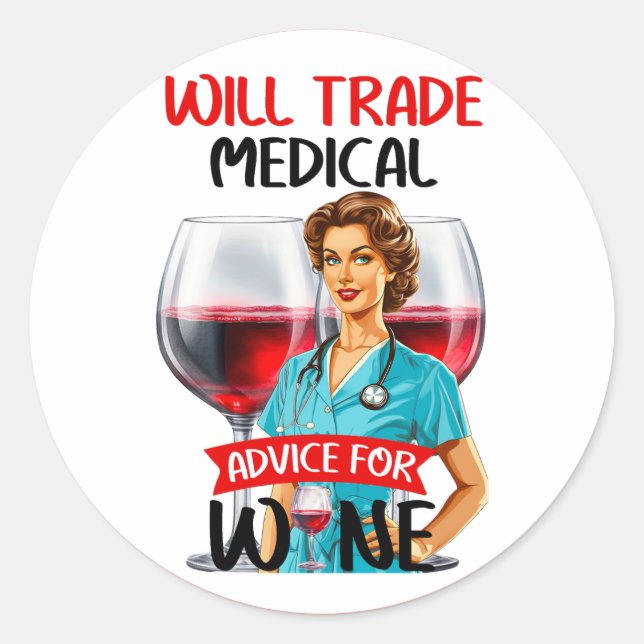 Pegatina Redonda Enfermera Nostálgica Cute Pinup Asesoramiento Come (Anverso)