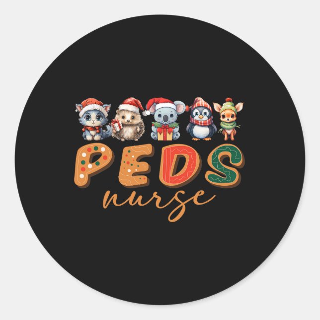 Pegatina Redonda Enfermera pediátrica Enfermería de vida pediátrica (Anverso)