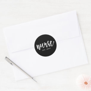 Pegatina Redonda Enfermera personalizado de Typografía Ésa Enfermer