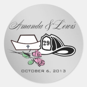 Pegatina Redonda Enfermera personalizado Pegatinas de bomberos