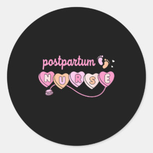 Pegatina Redonda enfermera posparto día de san valentín madre bebé 
