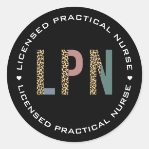 Pegatina Redonda Enfermera práctica con licencia de LPN personaliza