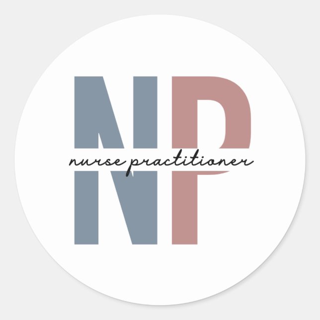 Pegatina Redonda Enfermera Profesional Enfermero de enfermería NP r (Anverso)