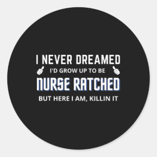 Pegatina Redonda Enfermera Ratched Funny Design Enfermería de pelíc