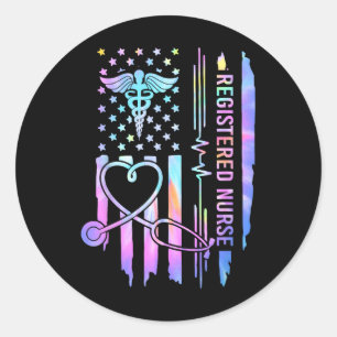 Pegatina Redonda Enfermera Registrada en el ojo de los tiros Rn Ekg