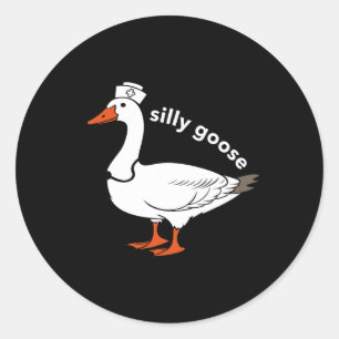 Pegatina Redonda Enfermera Silly Goose Cute Easter Bunny Easter Day