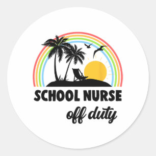 Pegatina Redonda Enfermera sin servicio Arcoiris fin de año escolar