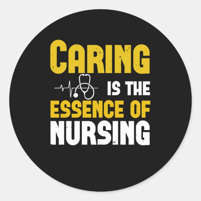 Pegatina Redonda Enfermeras De Corona - El Cuidado Es La Esencia (Anverso)