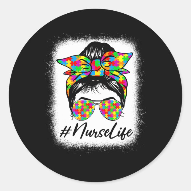 Pegatina Redonda Enfermeras desordenadas mujeres de bollos que apoy (Anverso)