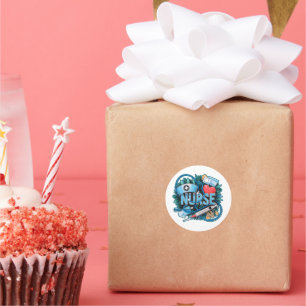 Pegatina Redonda Enfermeras: El Latido de la Atención Médica