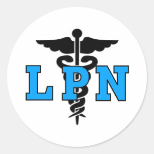 Pegatina Redonda Enfermeras LPN Símbolo médico