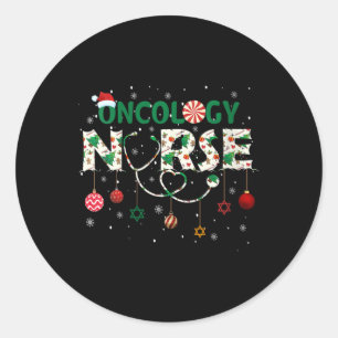 Pegatina Redonda Enfermeras Navidades de oncología favoritas de San