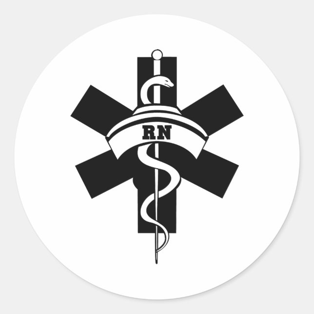Pegatina Redonda Enfermeras RN (Anverso)