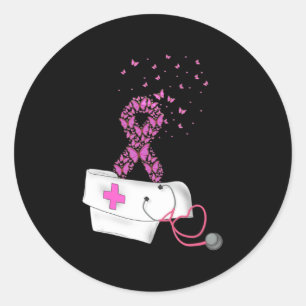 Pegatina Redonda Enfermería Conciencia sobre el cáncer de mama Cint