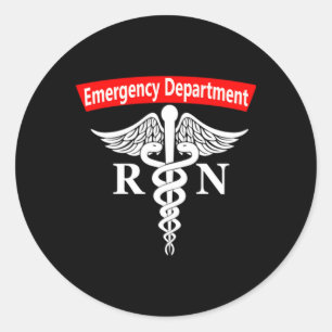 Pegatina Redonda Enfermería De Emergencia De La Enfermera Registrad