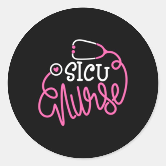Pegatina Redonda Enfermería De La Unidad De Cuidados Intensivos Qui (Anverso)