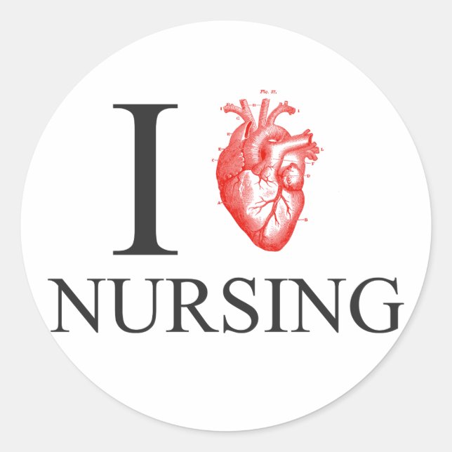Pegatina Redonda Enfermería del corazón (Anverso)