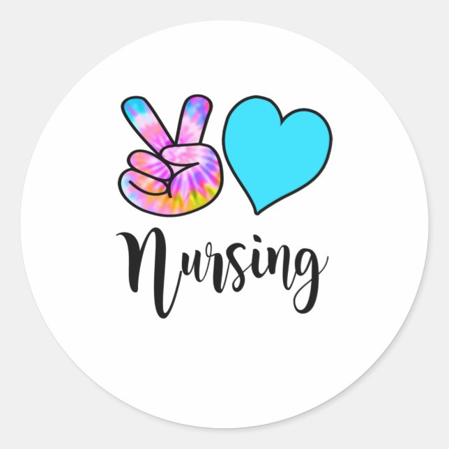 Pegatina Redonda Enfermería divertida regalos Paz Enfermería amor T (Anverso)