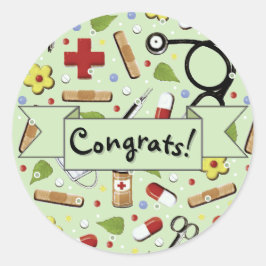 Pegatina Redonda Enfermería Graduación de Escuela Congrats Ronda cl