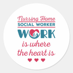Pegatina Redonda Enfermería Hogar Trabajo Social Donde El Corazón E