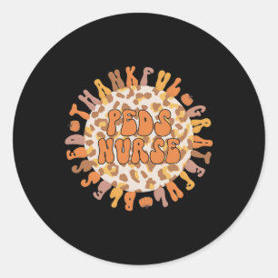 Pegatina Redonda Enfermería pediátrica de Acción de Gracias para En