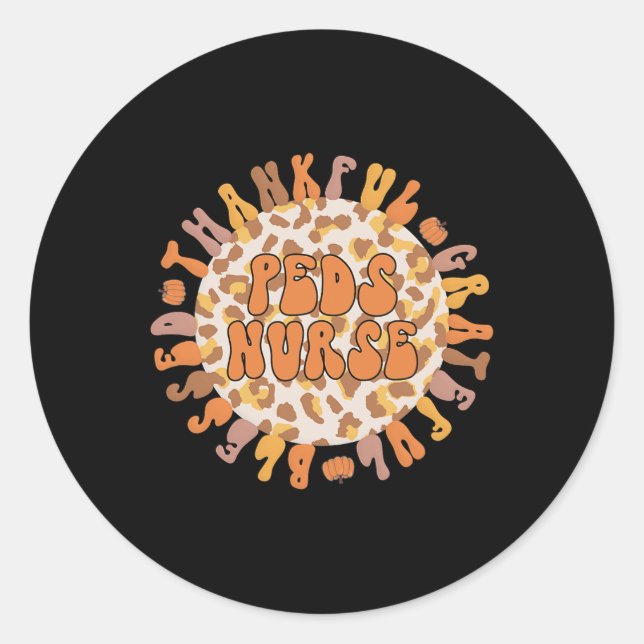 Pegatina Redonda Enfermería pediátrica de Acción de Gracias para En (Anverso)