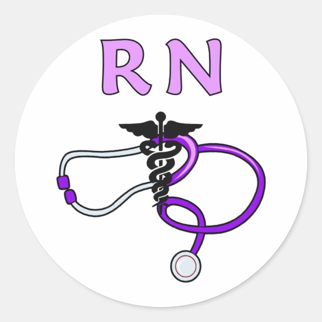 Pegatina Redonda Enfermería RN Stethoscope (Anverso)