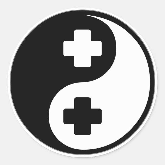 Pegatina Redonda Enfermería Yin Yang (Anverso)